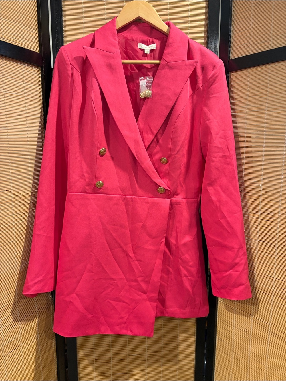 Women's Double-Breasted Pink Blazer Romper